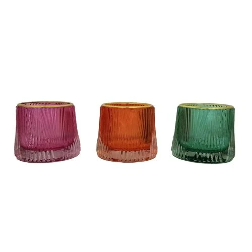 Tealight holder Glass Castro 3 assorti D8 H7cm