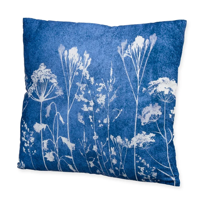Katoenen kussen "Blue Print" 40x40cm washed denim blue