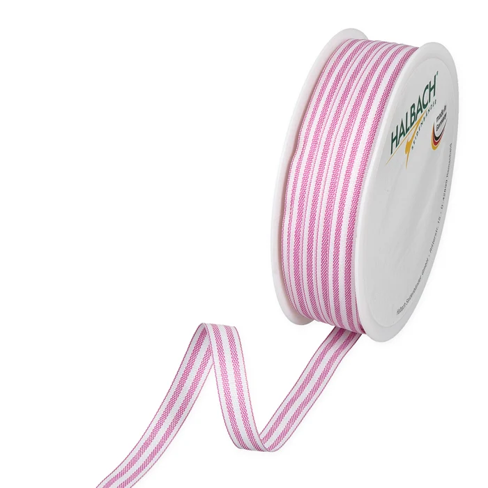 Rol Strip linten 10mm 35mtr pink/white