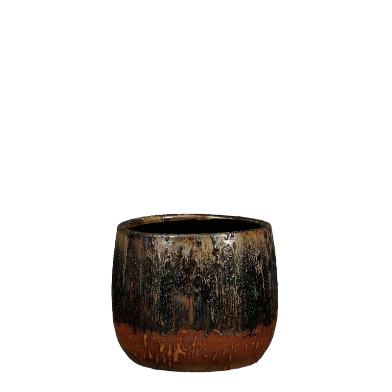 Frederique pot rond bruin - h15,5xd19,5cm