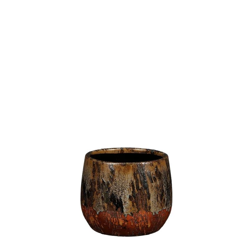 Frederique pot rond bruin - h13xd16,5cm
