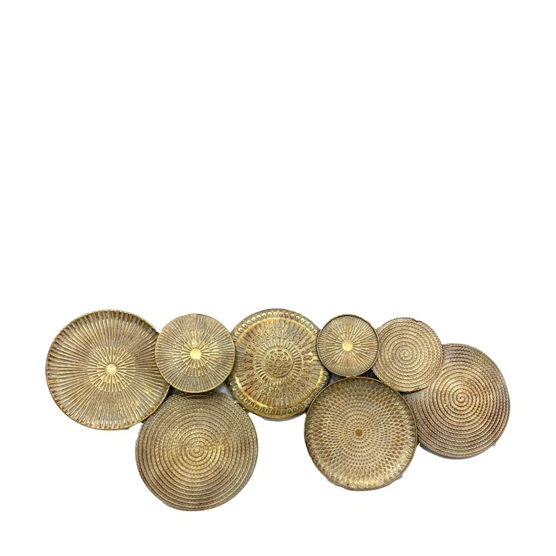 Wall art circles metal 118x4.5x52cm Gold white-washed