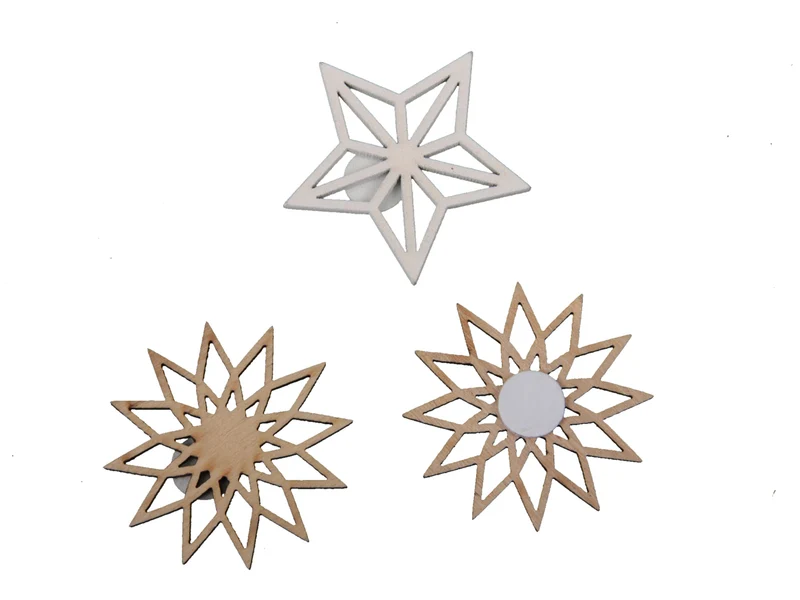 cb. 36 stuks wooden deco/loose white/natural 4 cm