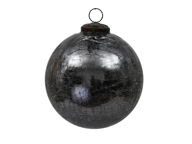 pc. 1 glass ball 'crackled' grey Ø13cm