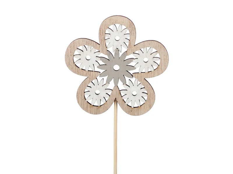 pb. 12 flowers/stick grey/white Ø8 cm