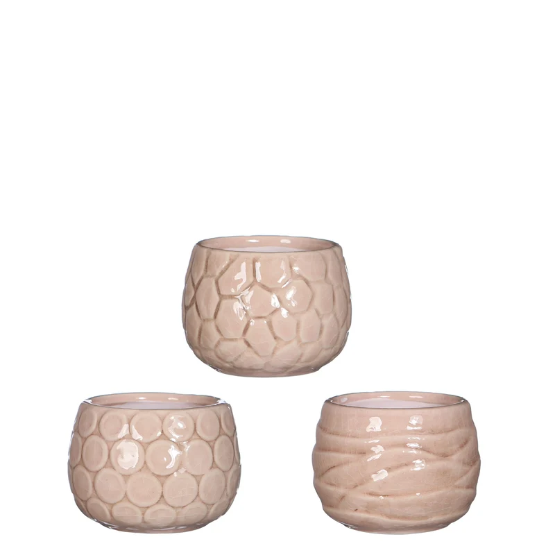 Pot Mila crackle glazuur Ø7 h.7 cm soft pink 3 Assortie