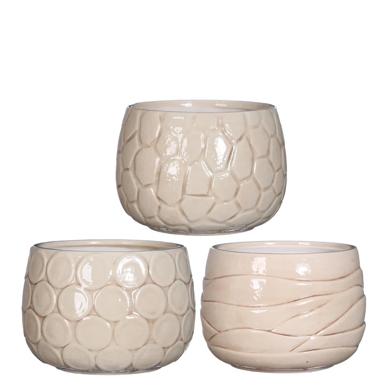 Pot Mila crackle glazuur Ø12 h.10 cm crème 3 Assortie