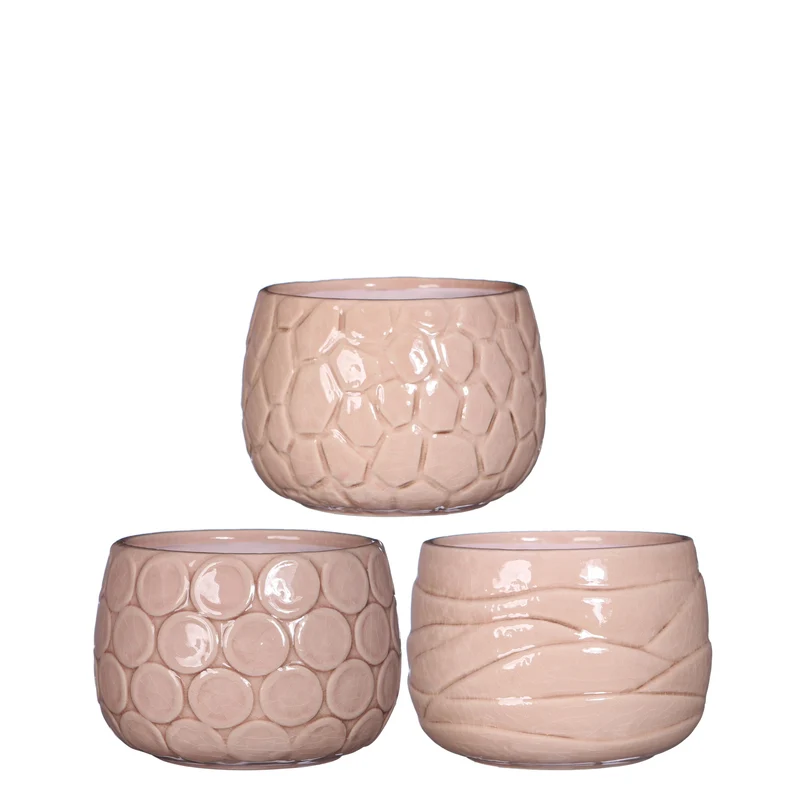 Pot Mila crackle glazuur Ø10 h.9 cm soft pink 3 Assortie