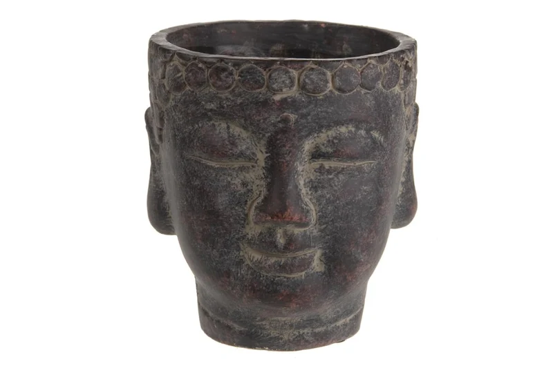 Planter buddha cement Ø12.5x13cm Dark grey