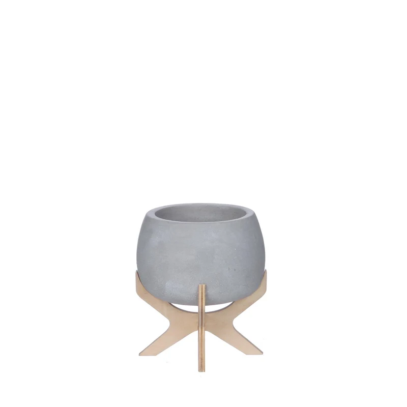 Pot Luna beton op houten voet Ø9 h.10 cm