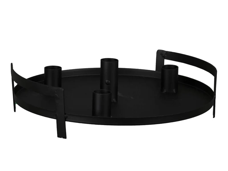 pc. 1 metal candle holder (4) black Ø 25x6 cm