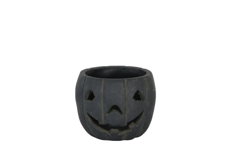 Planter pumpkin cement Ø12x9.5cm - Black