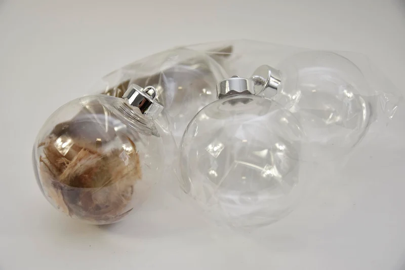 Zak á 4 kerstbal (opvul) kunststof Ø 10 cm helder