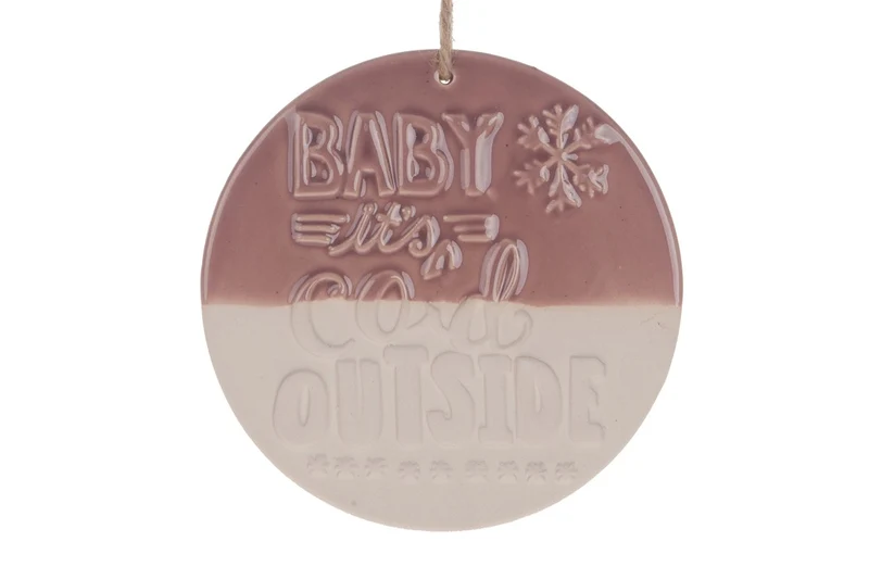 Ceramic plate "Baby it's cold outside" 15x15x0.8cm Natural/P