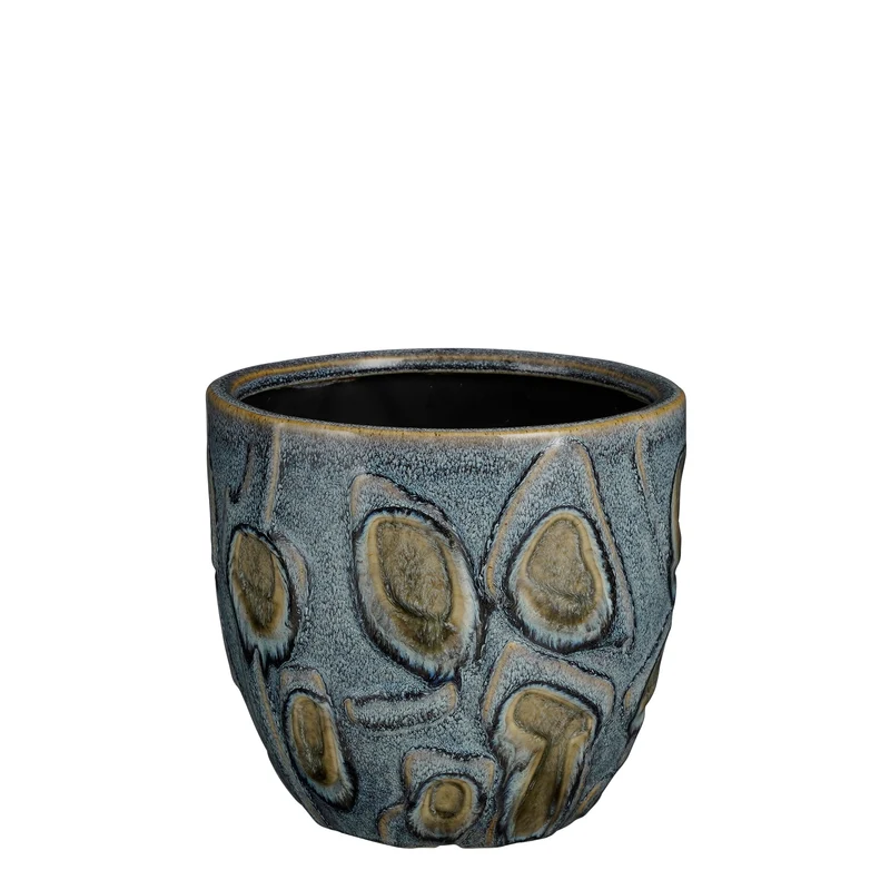 Helma pot rond blauw - h16xd18cm