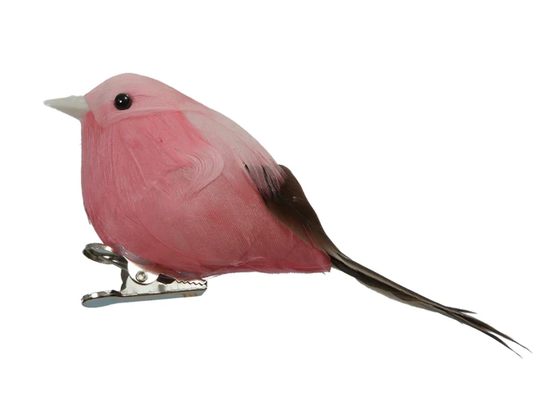 w/b. 8 birds/clip pink 10 cm