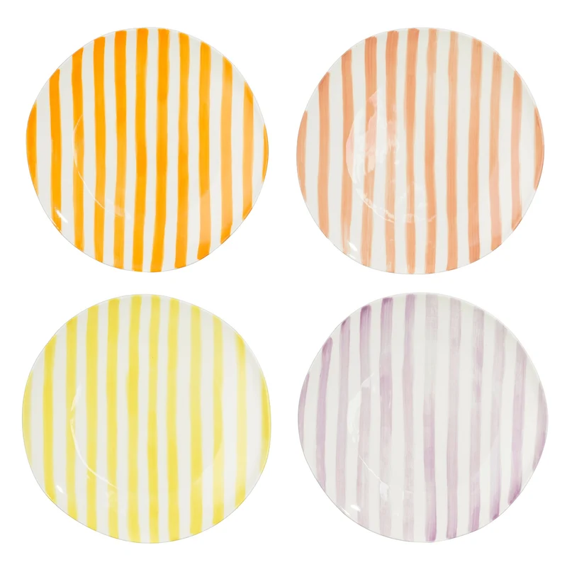 Elfi dinerbord oranje l.paars roze geel 4 assorti - h3xd26,5cm