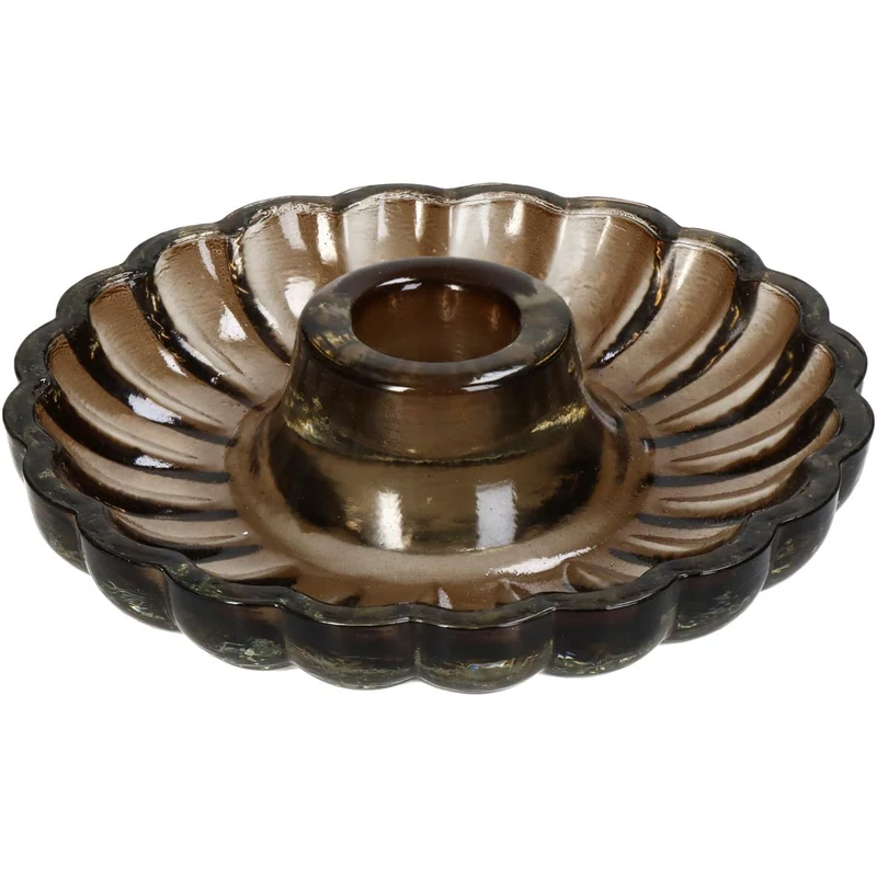 Candle Stick Glass Brown 11x11x3cm
