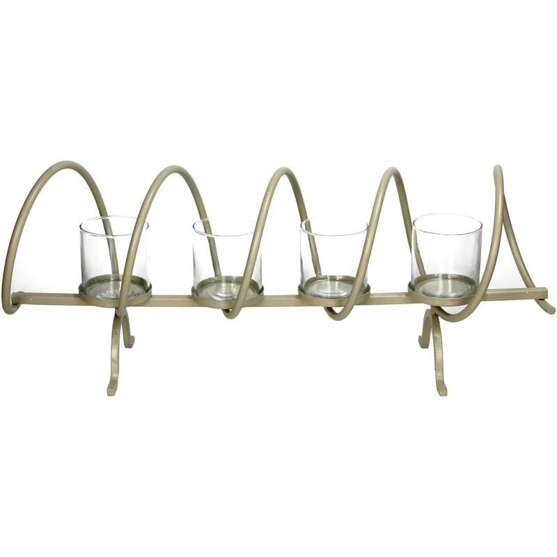 Candle Holder Iron Beige 59x15x21cm
