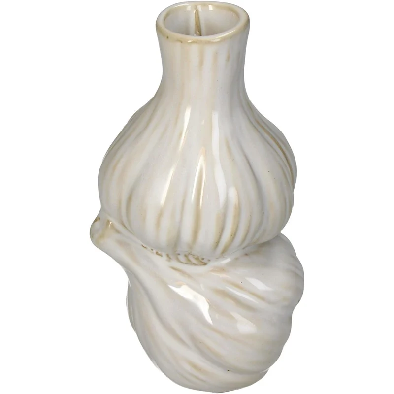 Candle Stick Garlic Fine Earthenware White 8.3x7.9x14.7cm