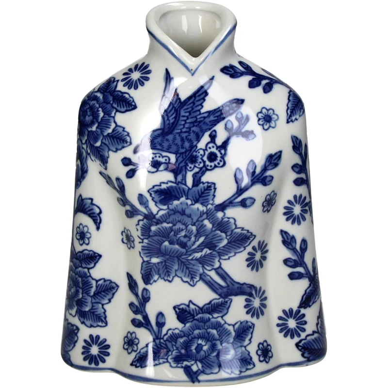 Vase Blouse Porcelain Blue 16x11x21cm