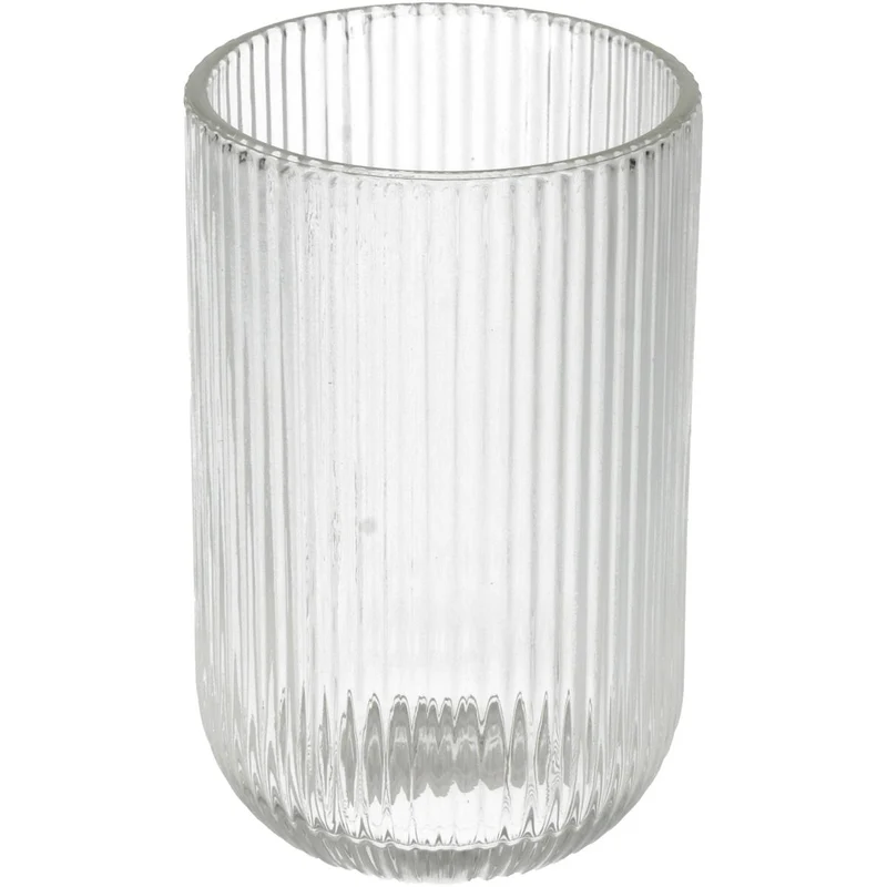 Tumbler Stripe Glass Clear 8x8x13cm