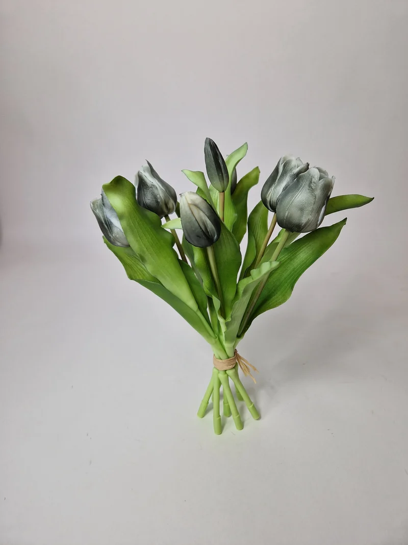 Real Touch Tulip Bundle x7 L30cm Black