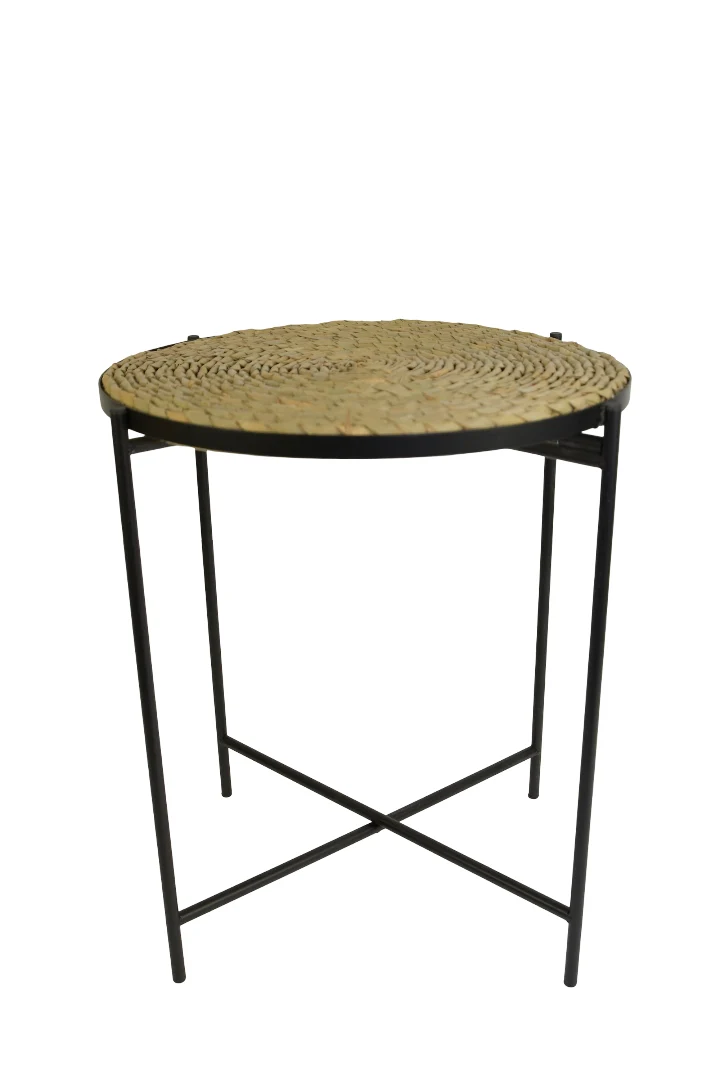 Tafel zwart metaal met zeegrasmat D38 H45CM