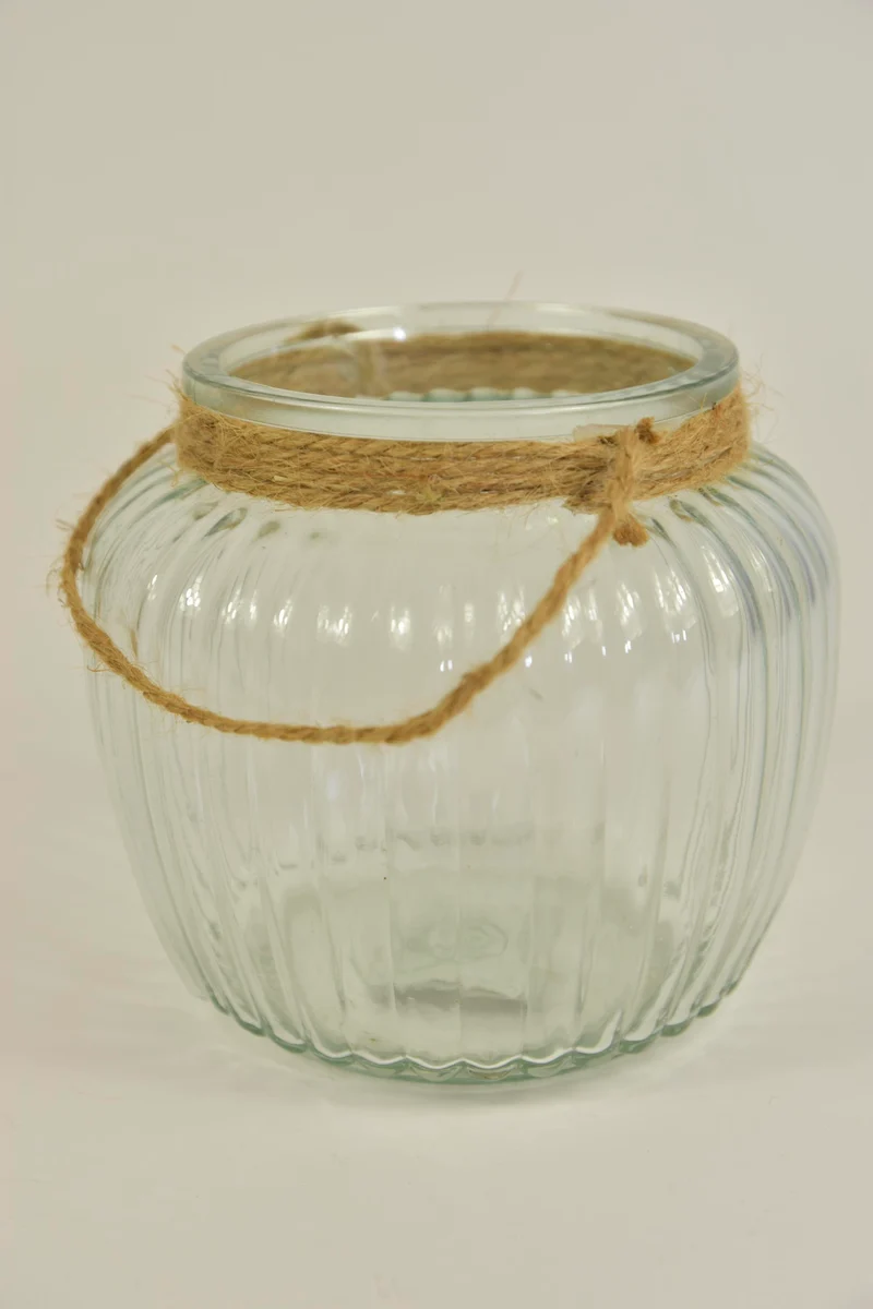 Bolvaas geribbeld glas helder D-15 H-13,5 CM
