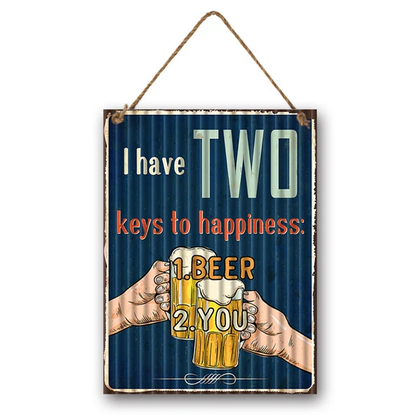 Wall Hanger Metal I Have Two keys to happiness 30x40cm