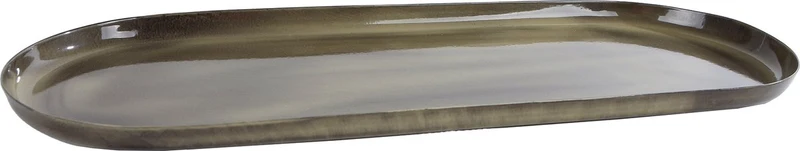 Dienblad "Olaf" S antiek groen ovaal metaal 28x11x1,5cm