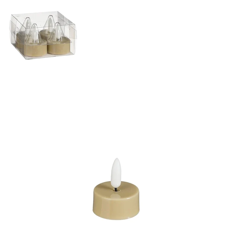 Theelicht led taupe 4 stuks battery operated - h4,6xd3,8cm