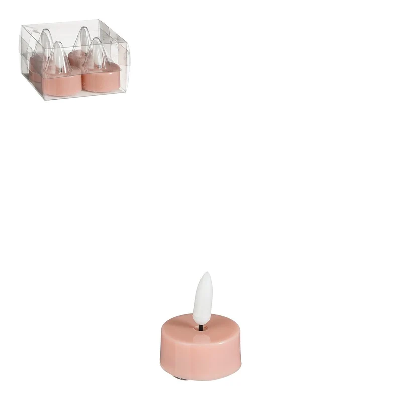 Theelicht led roze 4 stuks battery operated - h4,6xd3,8cm