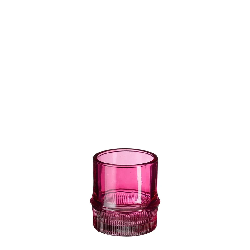 Theelicht houder Pjotr roze - h8xd7,5cm