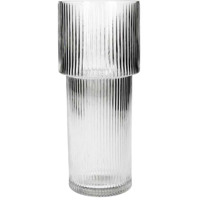 Vase Stripe Glass Clear 10.5x10.5x24.5cm