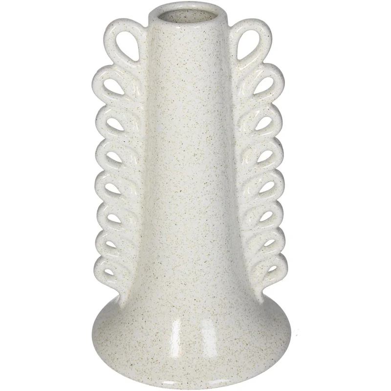 Vase Stoneware White 13x13x22.5cm
