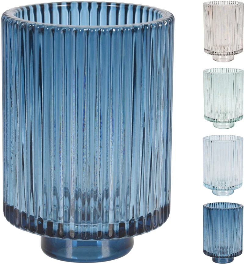 KANDELAAR GLAS DUO D6,5 H9CM 4 ASSORTIE KLEUREN