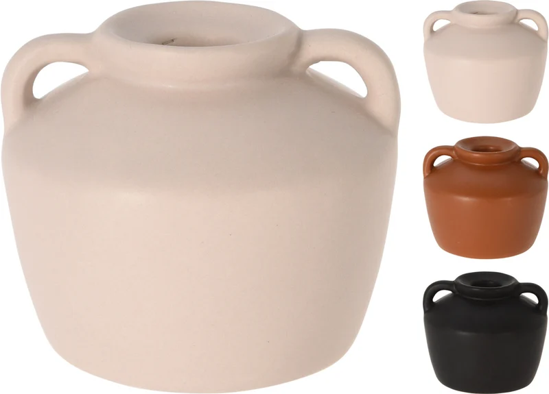 KANDELAAR KERAMIEK MAT TONE D10 H7,8CM 3 ASSORTIE KLEUR