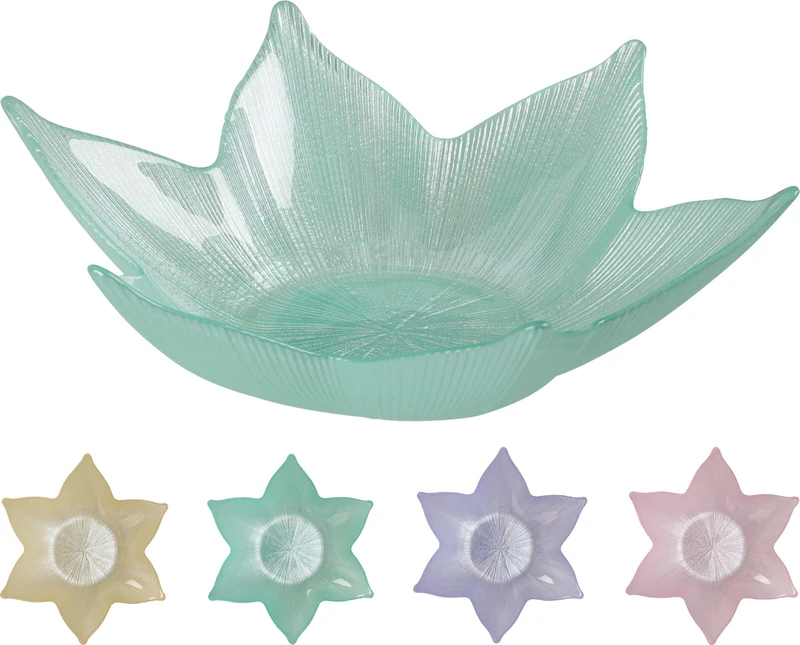 SCHAAL GLAS FLOWER D22 H6CM 4 ASSORTIE KLEUREN