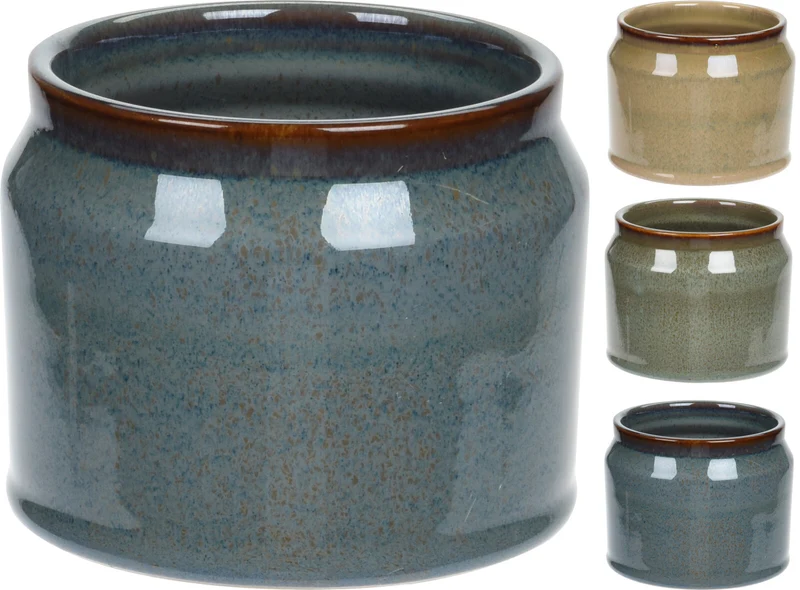 BLOEMPOT REACTIVE GLAZE D11 H9CM 3 ASSORTIE