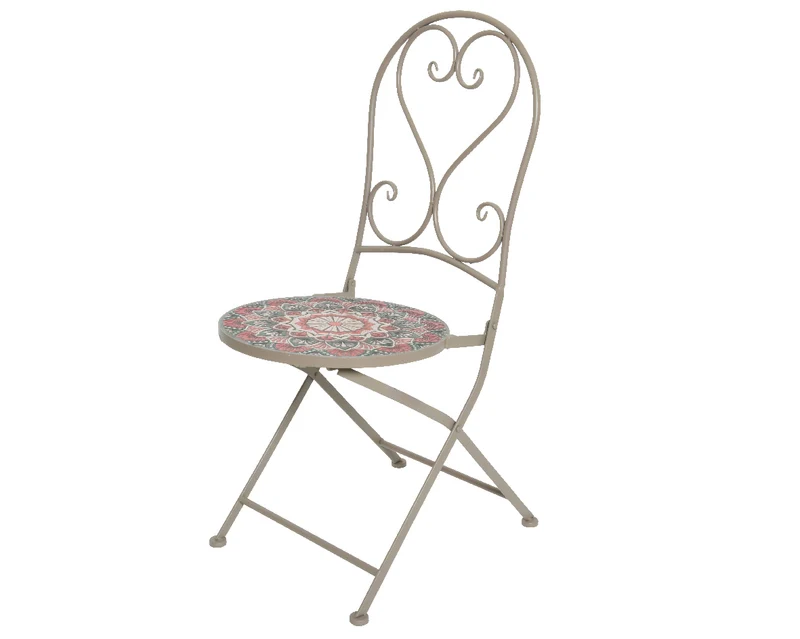 Bistrostoel narbonne ijzer outdoor taupe mozaïek 46x39x93cm