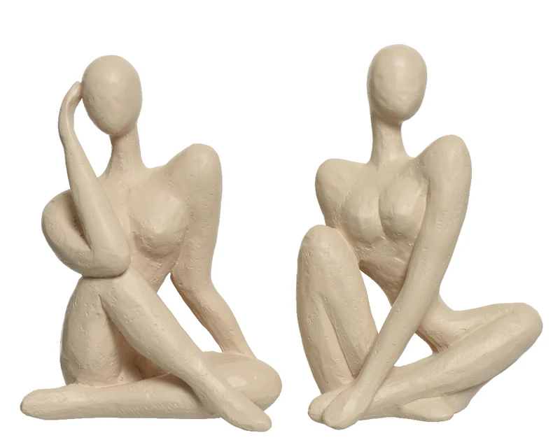 Standbeeld polyresin 2 assortie off-white 13x10,5x20cm