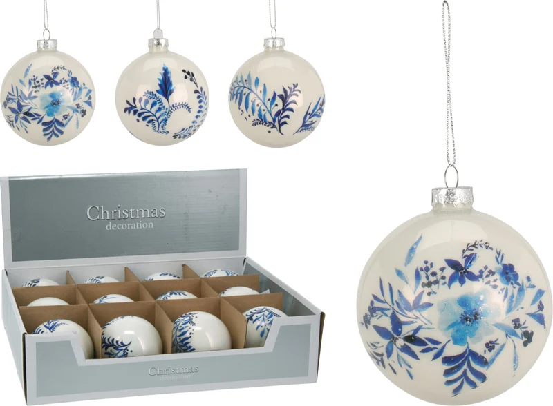 KERSTBAL 80MM DELFT BLAUW 3 ASSORTIE