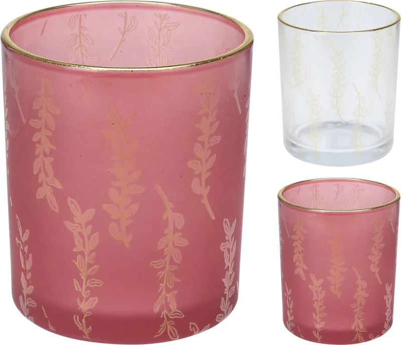 THEELICHTHOUDER MET OPDRUK GOUD D7 H8CM 2 ASSORTIE