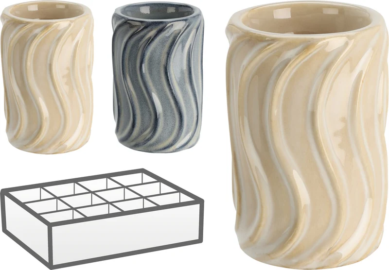 THEELICHTHOUDER SWIRL KERAMIEK D7,5 H11,3CM 2 ASSORTIE