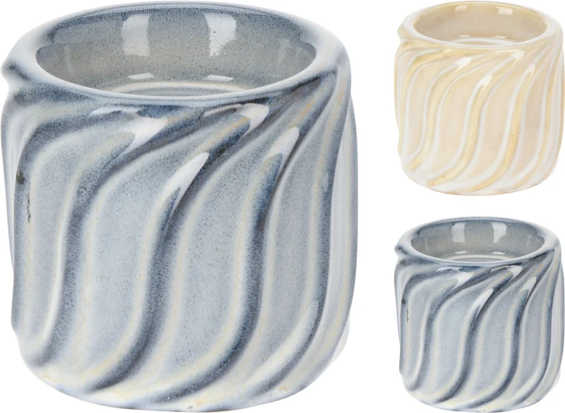 THEELICHTHOUDER SWIRL KERAMIEK D8 H7CM 2 ASSORTIE