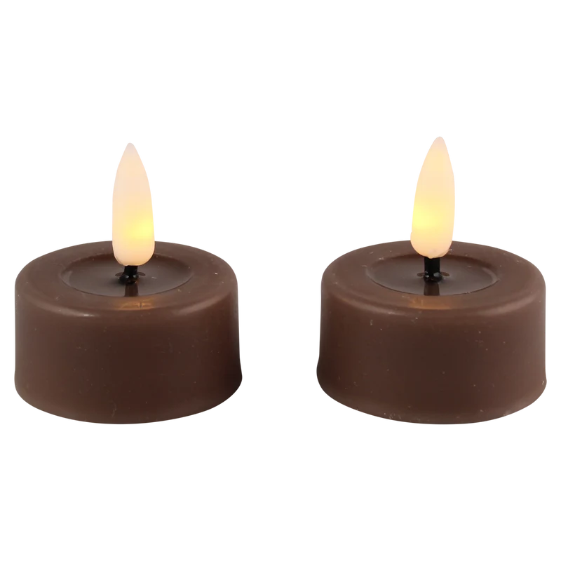 LED theelicht smelt taupe set/2 met timer (incl batterijen)