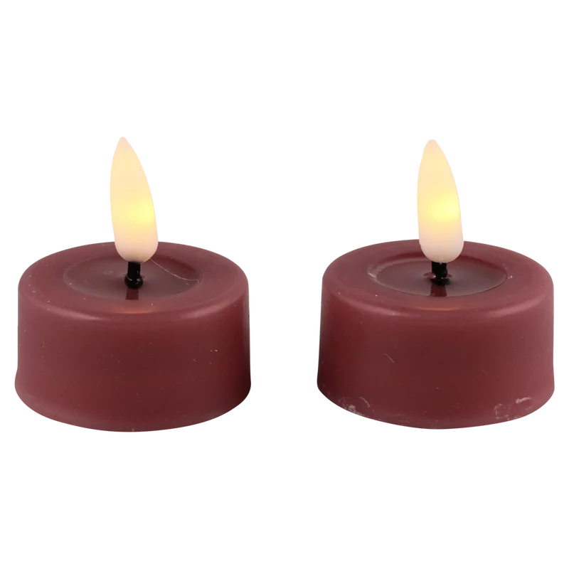 LED theelicht smelt oud roze set/2 met timer (incl batterijen)