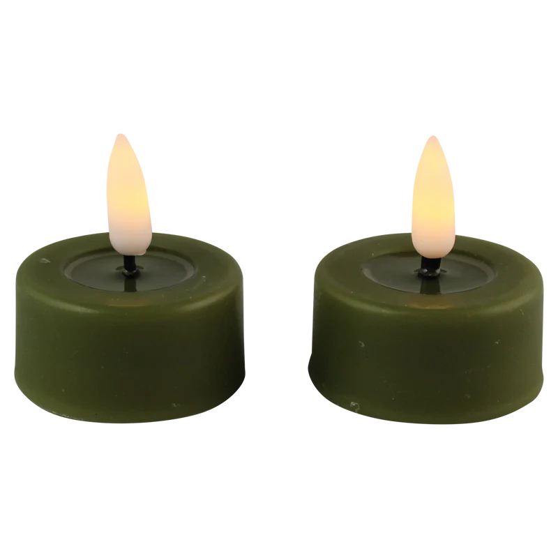 LED theelicht smelt olijfgroen set/2 met timer (incl batterijen)
