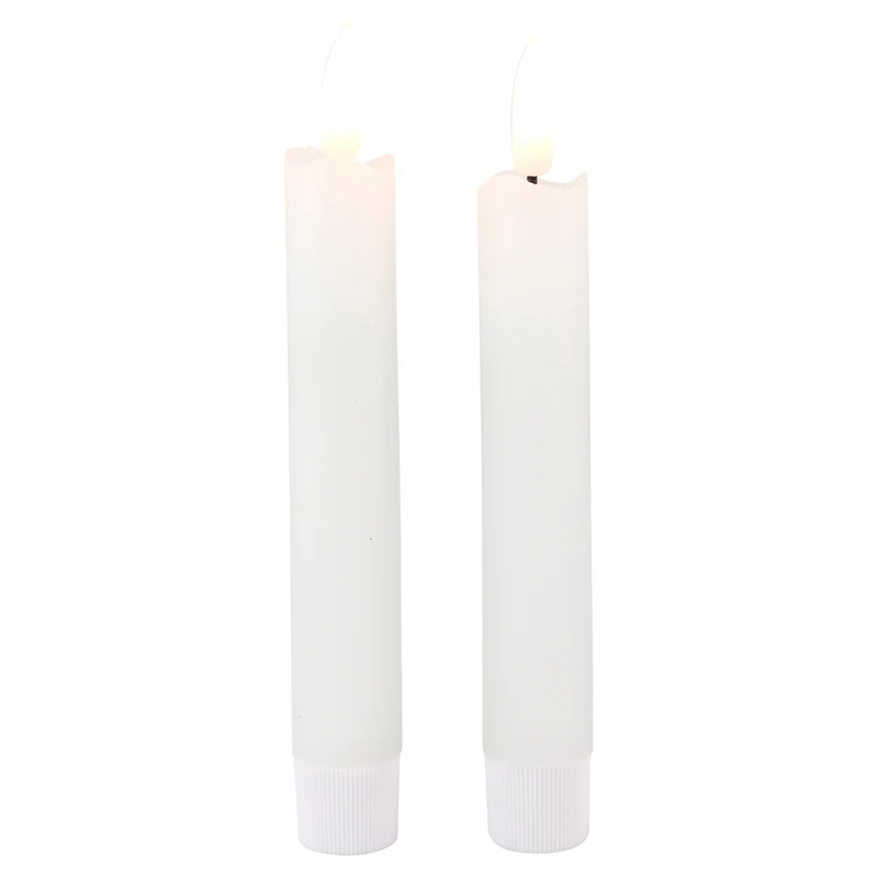 LED dinerkaars 15cm rustiek wit set/2 met timer (excl. 1xAAA)